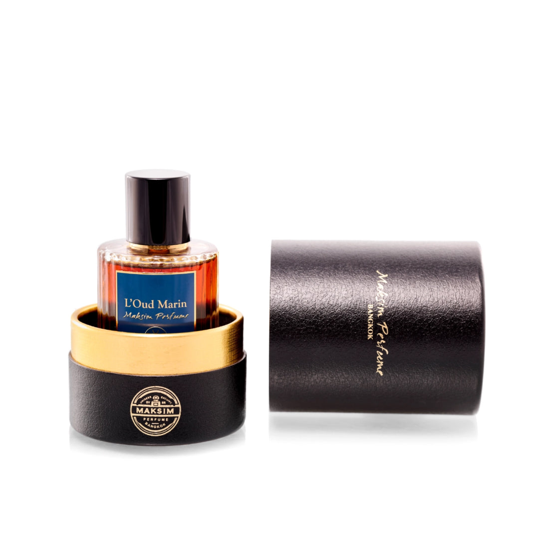 Maksim L'Oud Marin bottle with the Maksim Perfume presentation box