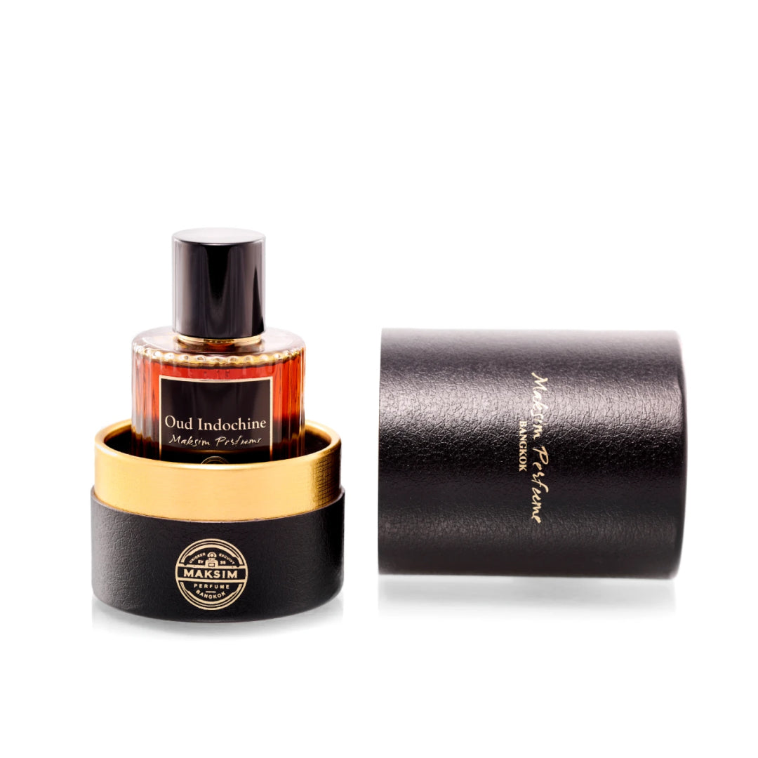 Maksim Oud Indochine bottle with the Maksim Perfume presentation box