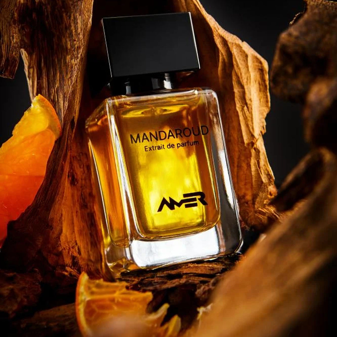 Amer Perfumes Mandaroud Extrait de Parfum bottle with mandarin and agarwood