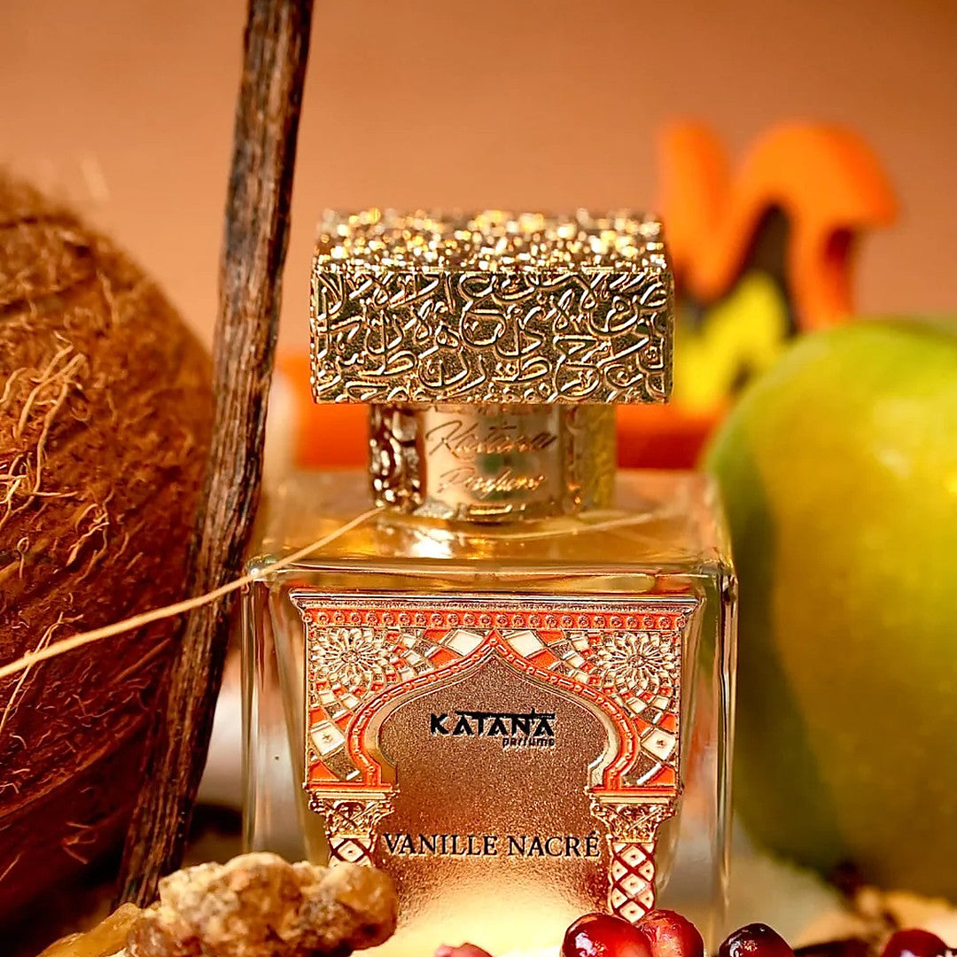 Katana Parfums Vanille Nacre parfum bottle with coconut, vanilla and pomegranate
