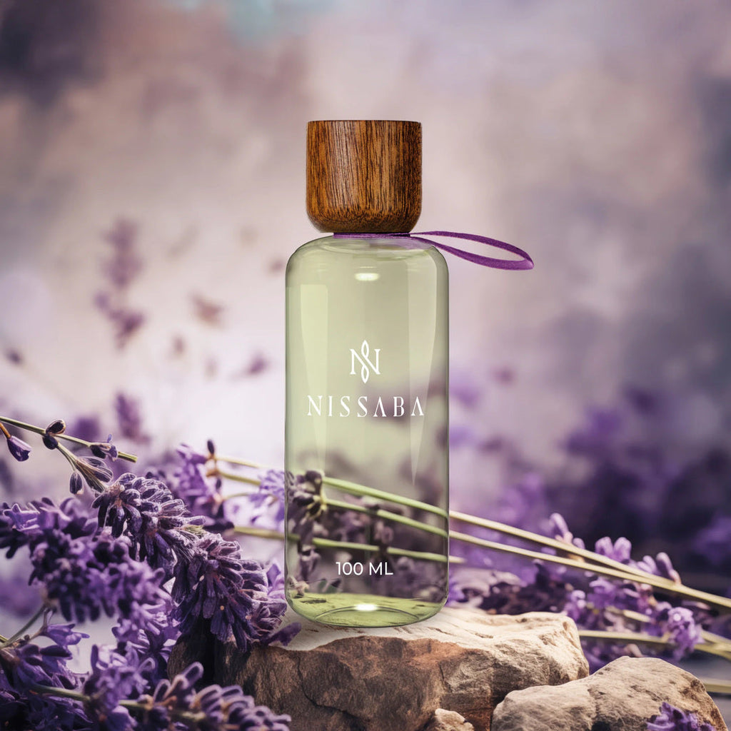 Nissaba Provence eau de parfum bottle with lavender