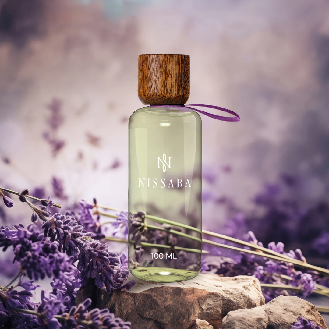 Nissaba Provence eau de parfum bottle with lavender