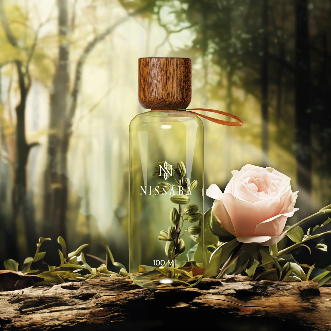 Nissaba Tierra Maya eau de parfum bottle with cardamom and rose