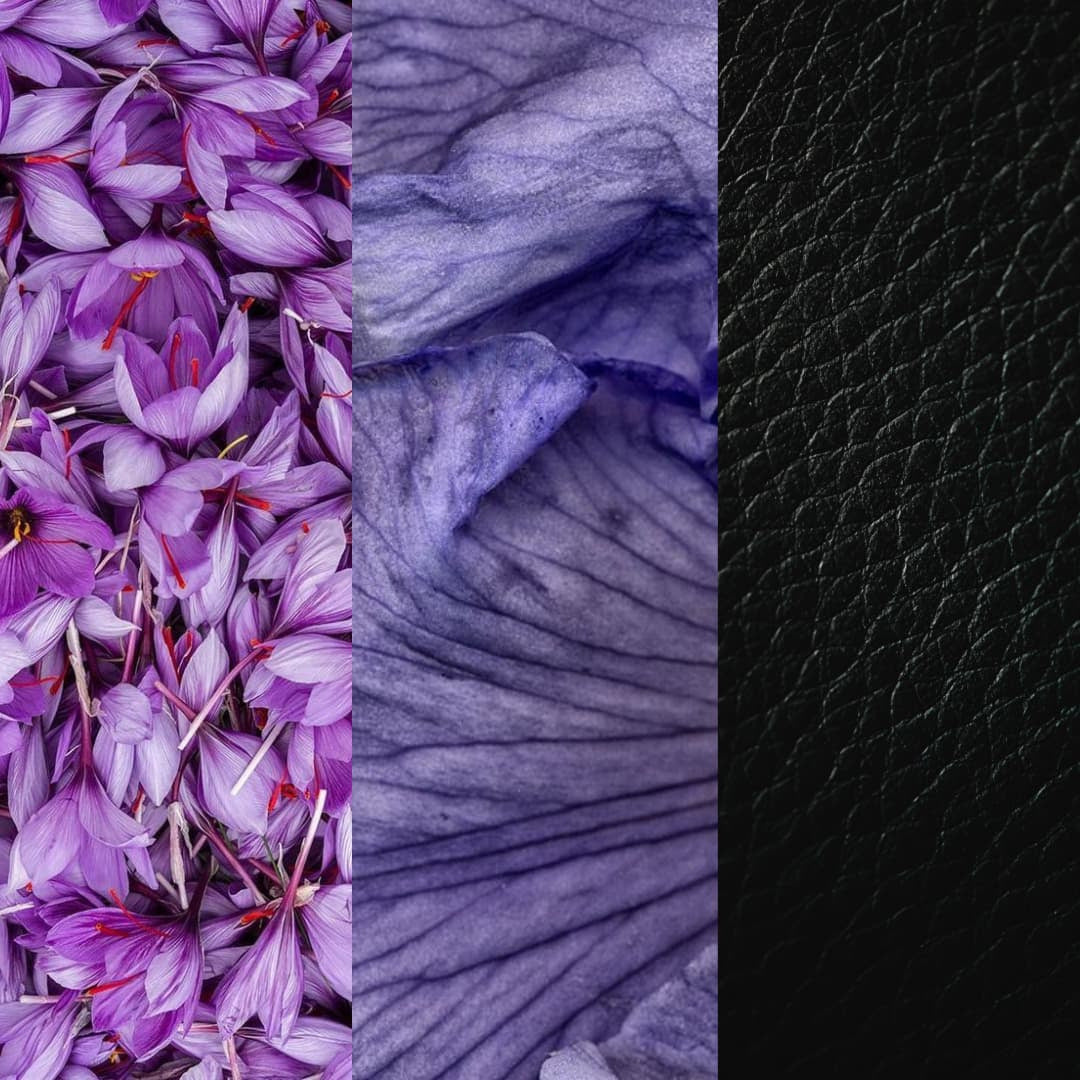 Rania J. Cuir Andalou raw materials, saffron, iris and black leather