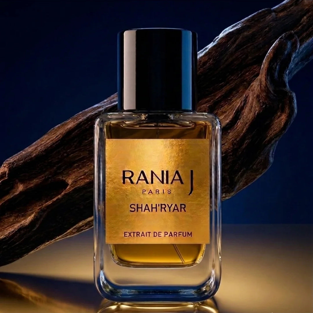 Rania J. Shah'Ryar extrait de parfum bottle with vanilla pods