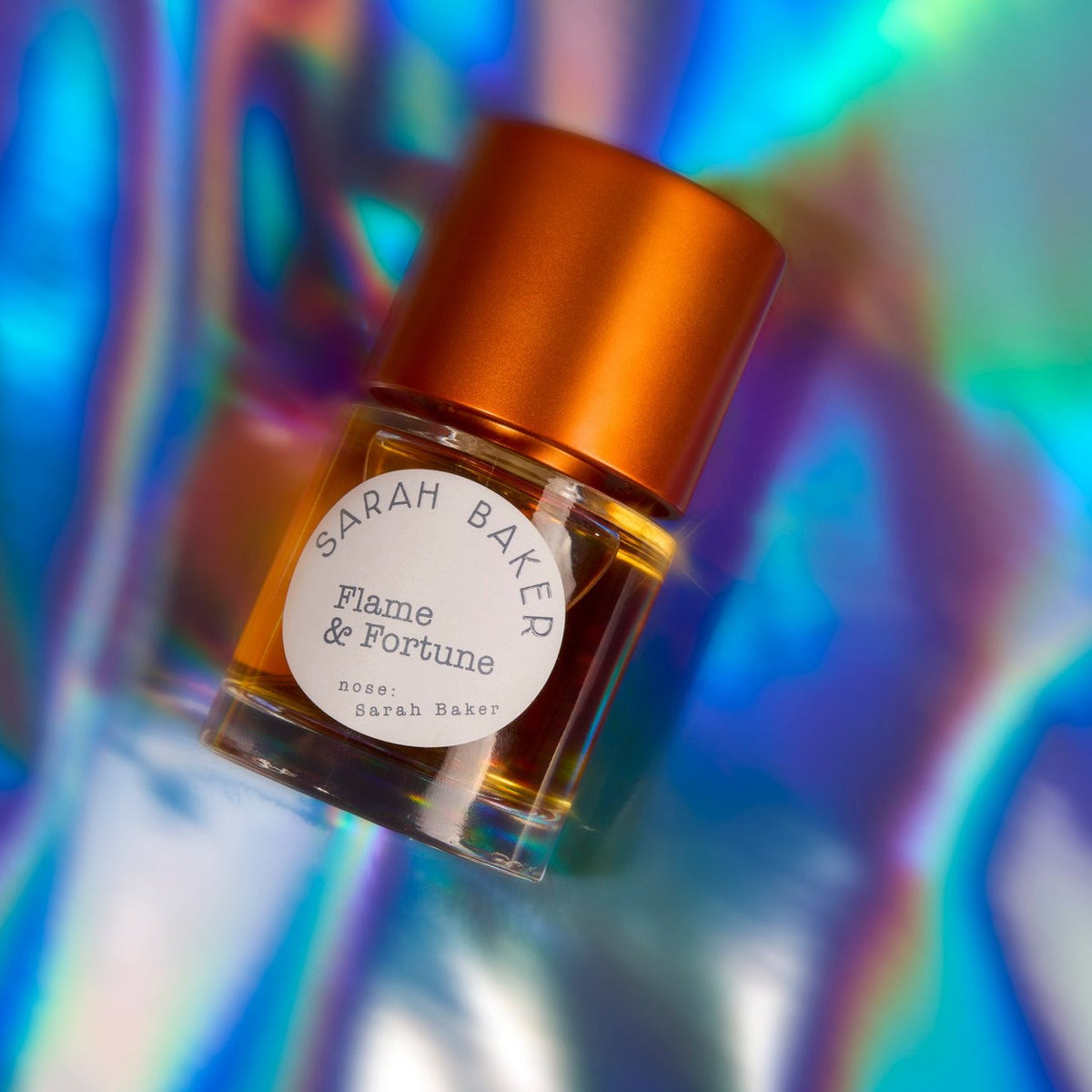 Sarah Baker Flame & Fortune on holographic foil
