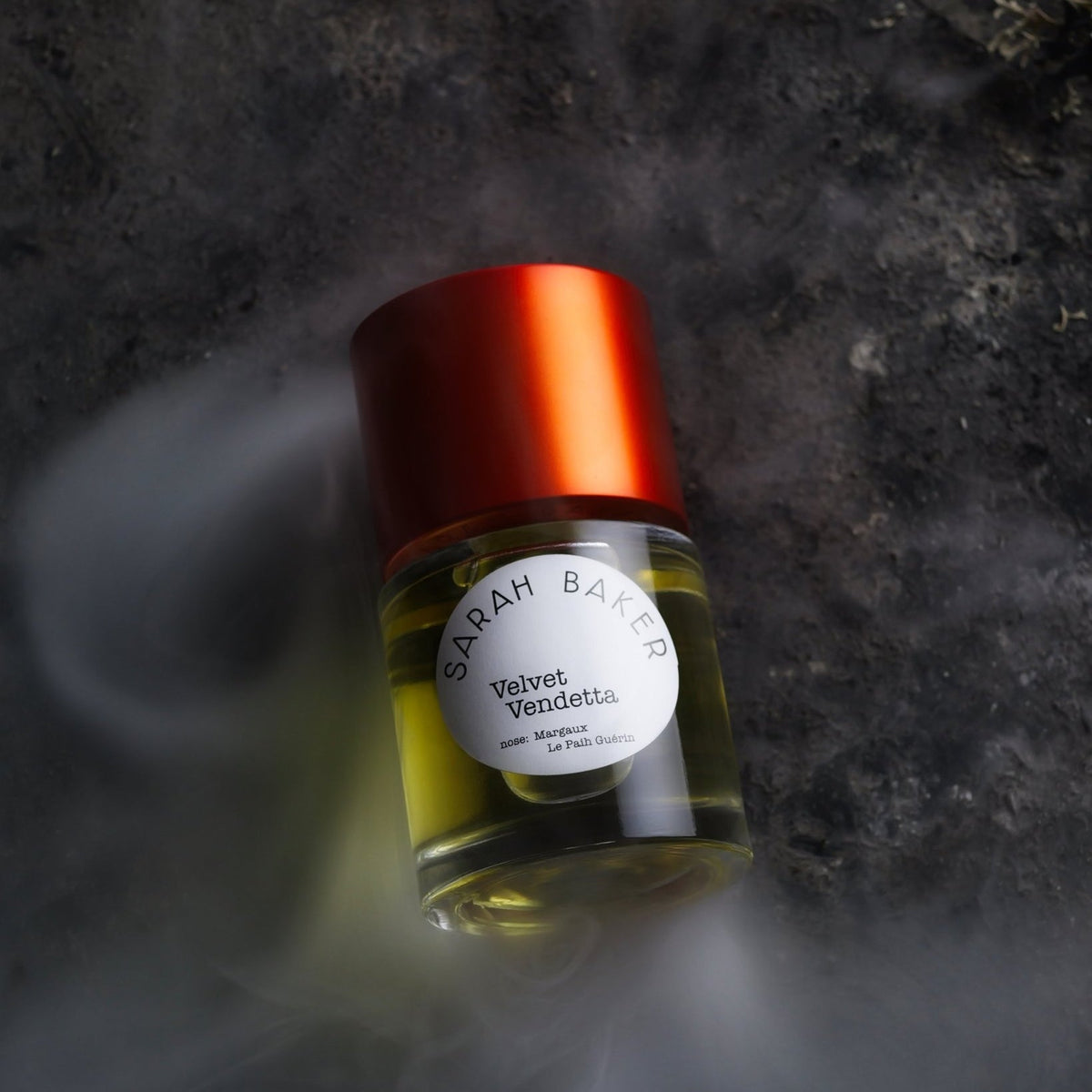 Sarah Baker Velvet Vendetta in drifting smoke