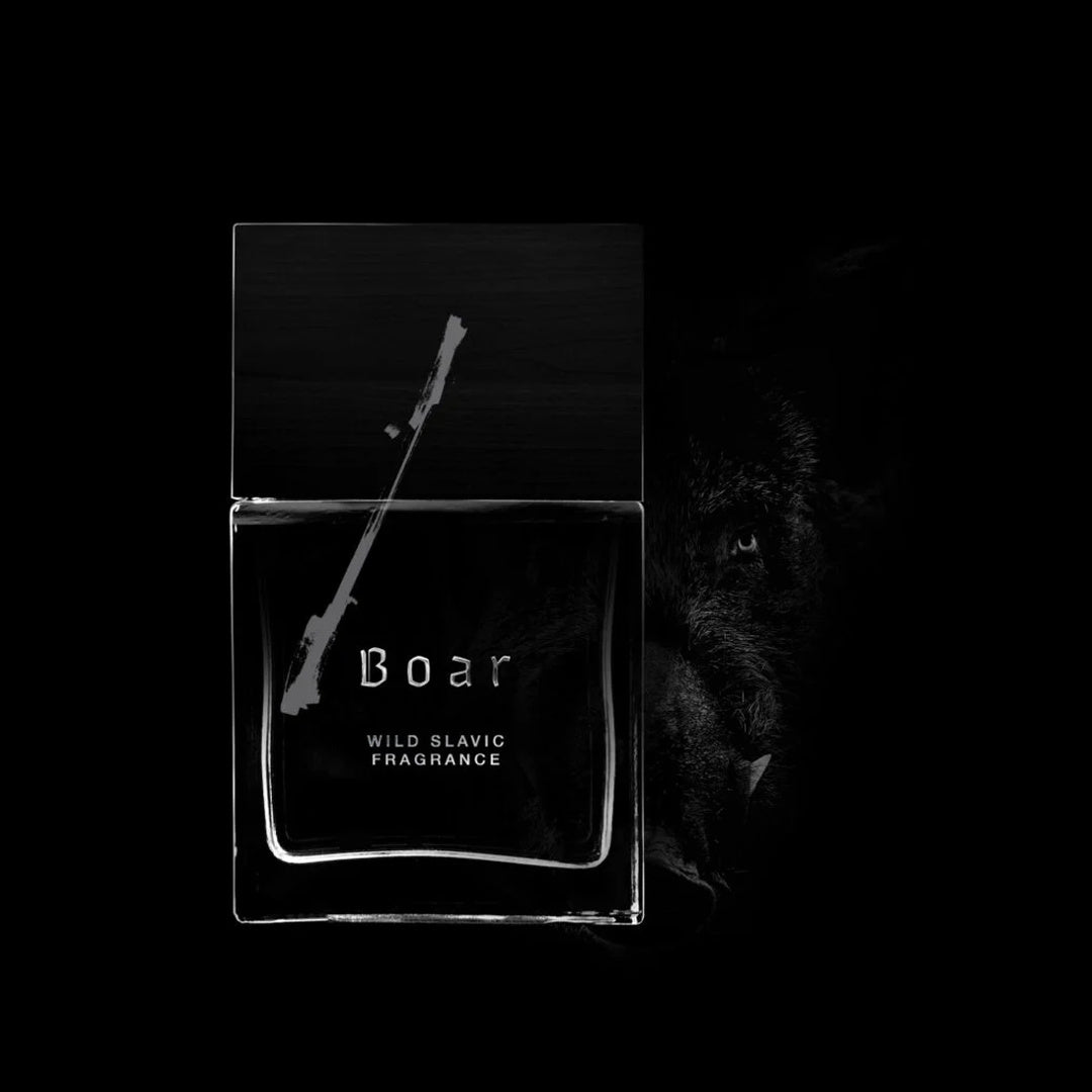 Wolf Brothers Boar eau de parfum bottle with wild boar